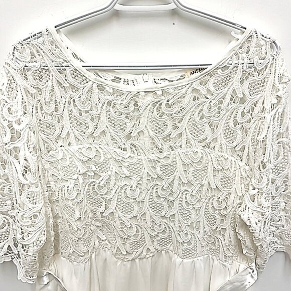 Anself White Crochet Back Zipper Sheer Panel Elbow Sleeve Draped Gown Dress 5XL - Picture 3 of 6